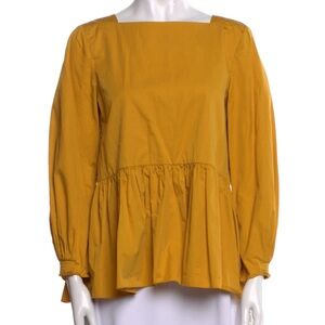Tibi Yellow Mock Neck Long Sleeve Blouse Size 2 - ink spot on sleeve & front